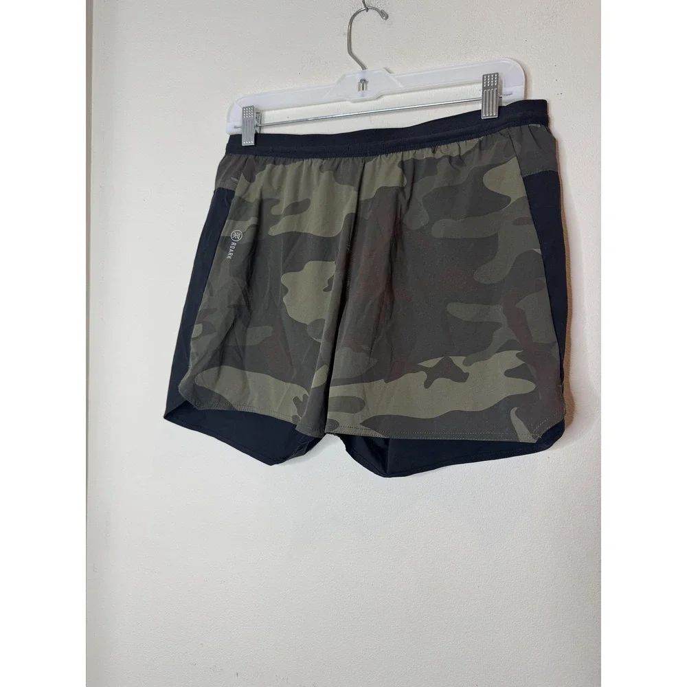 Roark Run Amok Shorts Mens Small Green Camo 4 Inch Lined Running Athletic